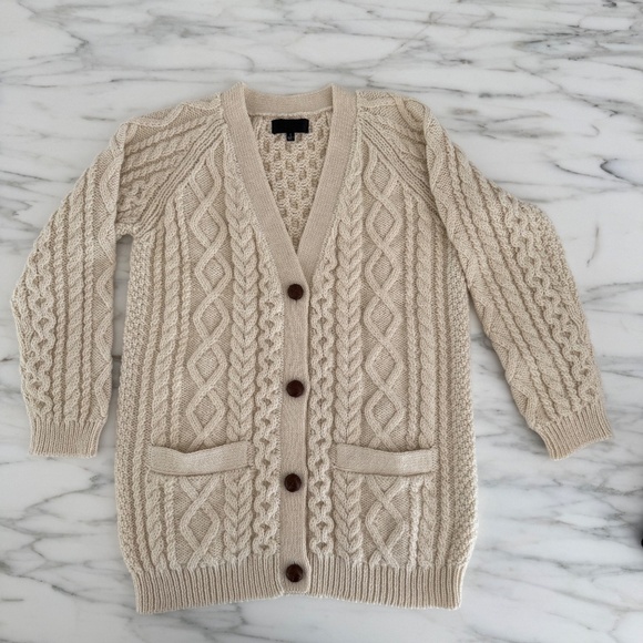 Nili Lotan 100% Wool Cable Knit Long Cardigan – Made in Peru – Size S - Picture 4 of 4